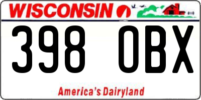 WI license plate 398OBX