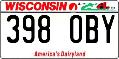 WI license plate 398OBY