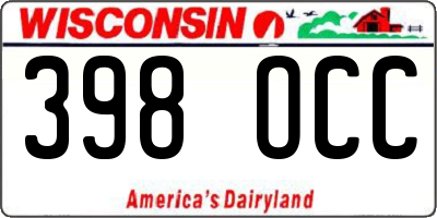 WI license plate 398OCC