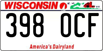 WI license plate 398OCF