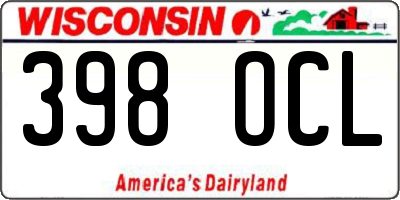 WI license plate 398OCL
