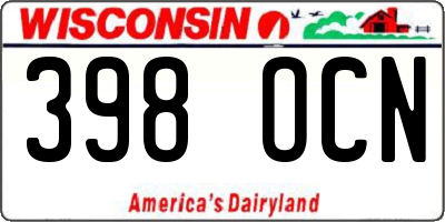 WI license plate 398OCN