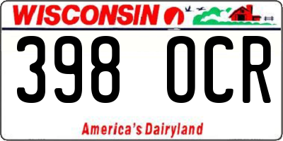 WI license plate 398OCR
