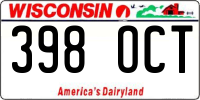 WI license plate 398OCT