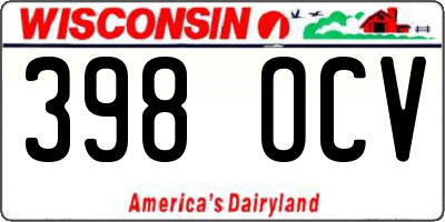 WI license plate 398OCV