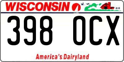 WI license plate 398OCX