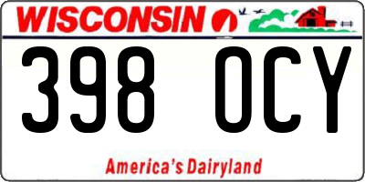 WI license plate 398OCY