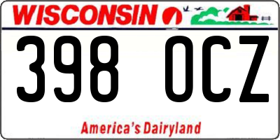 WI license plate 398OCZ