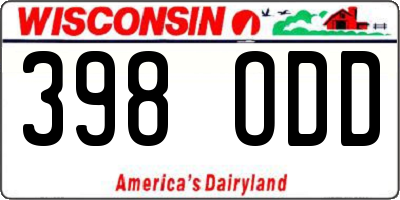 WI license plate 398ODD