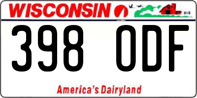WI license plate 398ODF