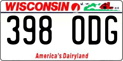 WI license plate 398ODG