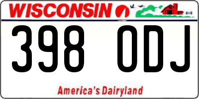 WI license plate 398ODJ