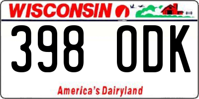 WI license plate 398ODK