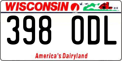 WI license plate 398ODL