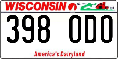 WI license plate 398ODO