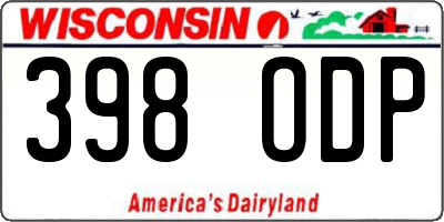 WI license plate 398ODP
