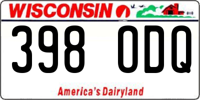 WI license plate 398ODQ