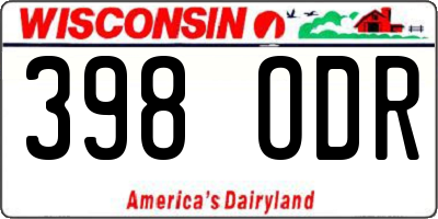 WI license plate 398ODR