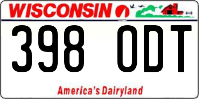 WI license plate 398ODT