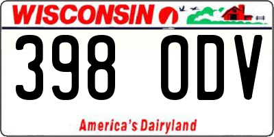 WI license plate 398ODV