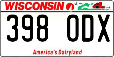 WI license plate 398ODX
