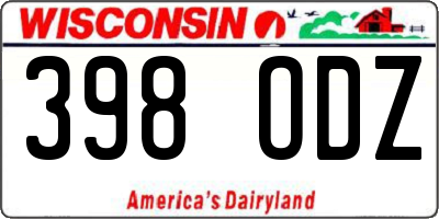 WI license plate 398ODZ