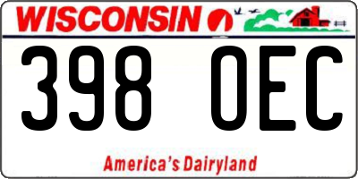 WI license plate 398OEC