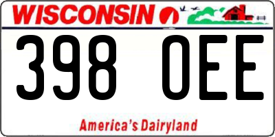 WI license plate 398OEE