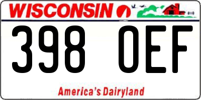 WI license plate 398OEF