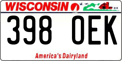 WI license plate 398OEK