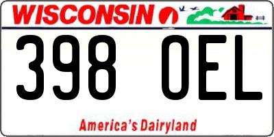 WI license plate 398OEL