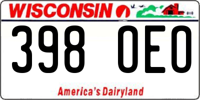 WI license plate 398OEO