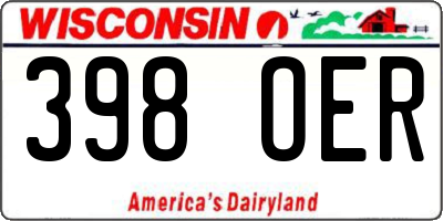WI license plate 398OER