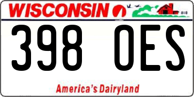 WI license plate 398OES