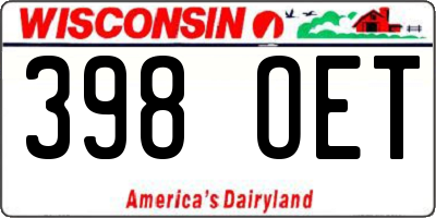 WI license plate 398OET