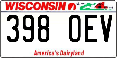 WI license plate 398OEV