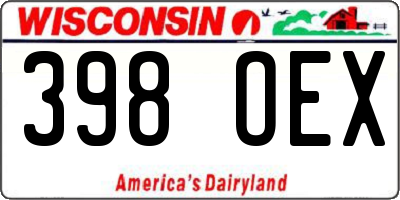 WI license plate 398OEX