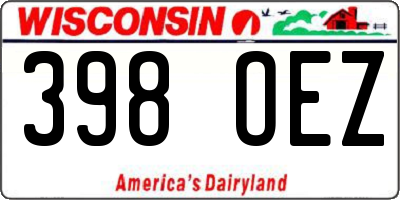 WI license plate 398OEZ