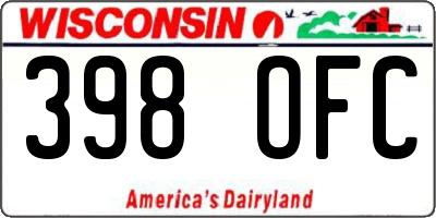 WI license plate 398OFC