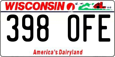 WI license plate 398OFE