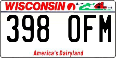WI license plate 398OFM