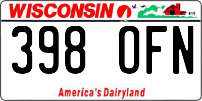 WI license plate 398OFN