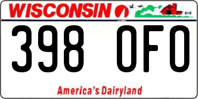 WI license plate 398OFO