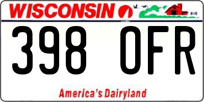WI license plate 398OFR