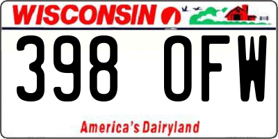 WI license plate 398OFW