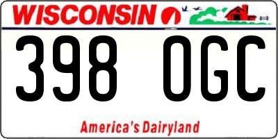 WI license plate 398OGC