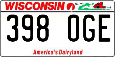 WI license plate 398OGE