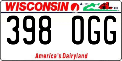 WI license plate 398OGG