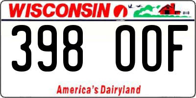WI license plate 398OOF