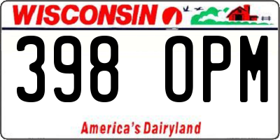 WI license plate 398OPM